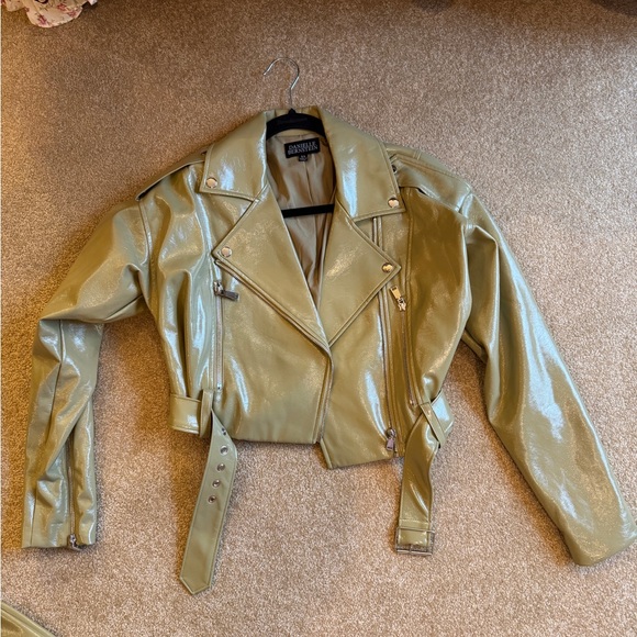 Danielle Bernstein Green Motorcycle Jacket / Pant XS/US2 - Picture 3 of 4